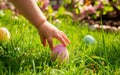 Joyful Easter Egg Hunt in Colorful Garden Royalty Free Stock Photo