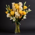 Joyful And Elegant Bouquet Of Yellow And White Roses And Lilies Royalty Free Stock Photo