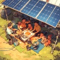 Joyful Family Bonding under Solar Tent