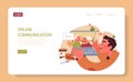 Joyful family celebrating Thanksgiving web banner or landing page. American