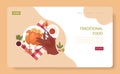 Joyful family celebrating Thanksgiving web banner or landing page. American