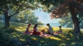 A Joyful Family Picnic in the Park Royalty Free Stock Photo