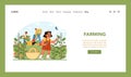 Joyful farming concept. Flat vector illustration