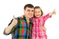 Joyful father with daughter showing thumbs up Royalty Free Stock Photo