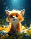 Joyful Fox Cartoon Character. Generative AI