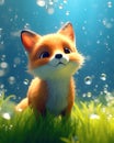 Joyful Fox Cartoon Character. Generative AI