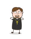 Joyful Funny Priest Dancing in Happiness Vector Illustration