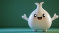 A joyful garlic character dancing on a green backdrop Royalty Free Stock Photo