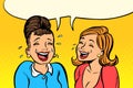 Joyful girlfriends women laugh