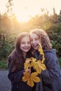 Joyful girls laugh at a beautiful day