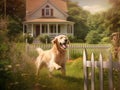 Joyful Golden Retriever in Sunlit Meadow Royalty Free Stock Photo