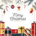 Joyful greeting card merry christmas joyful festive design