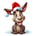 Joyful Holiday Crazy Donkey Illustration Clipart Isolated on White Background