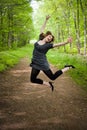 Joyful Jumping Woman