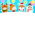 Joyful kids with Christmas costumes background vector.