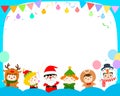 Joyful kids with Christmas costumes background vector.