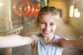 Joyful little girl making selfie Royalty Free Stock Photo