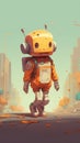 Joyful Little Robot with Wiry Arms and a Cute Nose .