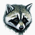 Joyful Mischief: A Whimsical Watercolor Portrait of a Smiling Adult Raccoon