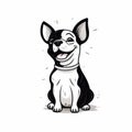 Joyful And Optimistic Black And White Cartoon Dog Portrait