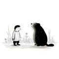 Joyful And Optimistic A Dreamlike Illustration Of A Boy And A Beaver