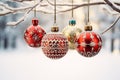 Joyful ornaments set against a serene snowy canvas