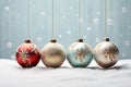 Joyful ornaments set against a serene snowy canvas