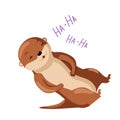 Joyful otter illustration with \'ha ha ha\' text
