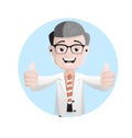 Joyful Pathologist Doctor Showing Thumbs Up Vector Illustration
