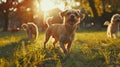 Joyful Pets Playing in Autumn Park Royalty Free Stock Photo