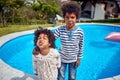 Joyful Playtime: Afro-American Boy and Girl Revel in Carefree Expressions