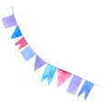 Joyful and positive pennant bunting banner flags illustration. Rectangular shape sky blue, pure white, bright red colors Royalty Free Stock Photo