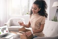 Joyful positive woman opening the box