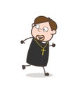 Joyful Priest Playing and Running Vector