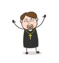 Joyful Priest Remembering Jesus Vector Illustration