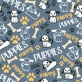 Joyful Puppies Parade Vector Seamless Pattern