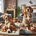 Joyful Puppies: Playful Moments in the Living Room