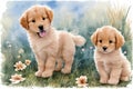 Joyful Puppies in Whimsical Watercolors