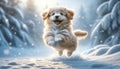 Puppy Enjoying Snowfall