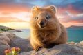 A joyful quokka invites you to visit Rottnest Island in Perth, Australia. Generative AI