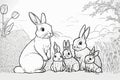 The Joyful Rabbit Family - A Heartwarming AI Illustration