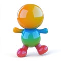 Rainbow Colorful 3D Cartoon Character Walking Royalty Free Stock Photo