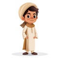 Joyful Representation Charming Vector Art of a Muslim Boy Embracing Cultural Inclusivity
