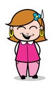 Joyful - Retro Cartoon Female Housewife Mom Vector Illustration