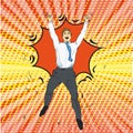 Joyful retro man with pop art vector illustration Royalty Free Stock Photo