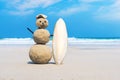 joyful Sandman of white sand on the clean beach of an Royalty Free Stock Photo