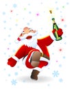 Joyful Santa with a bottle