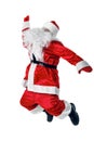 Joyful Santa Claus jumping and waving his arms.