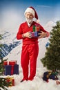 joyful Santa in red hat standing