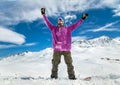 Joyful Snowboarder in the mountains Royalty Free Stock Photo